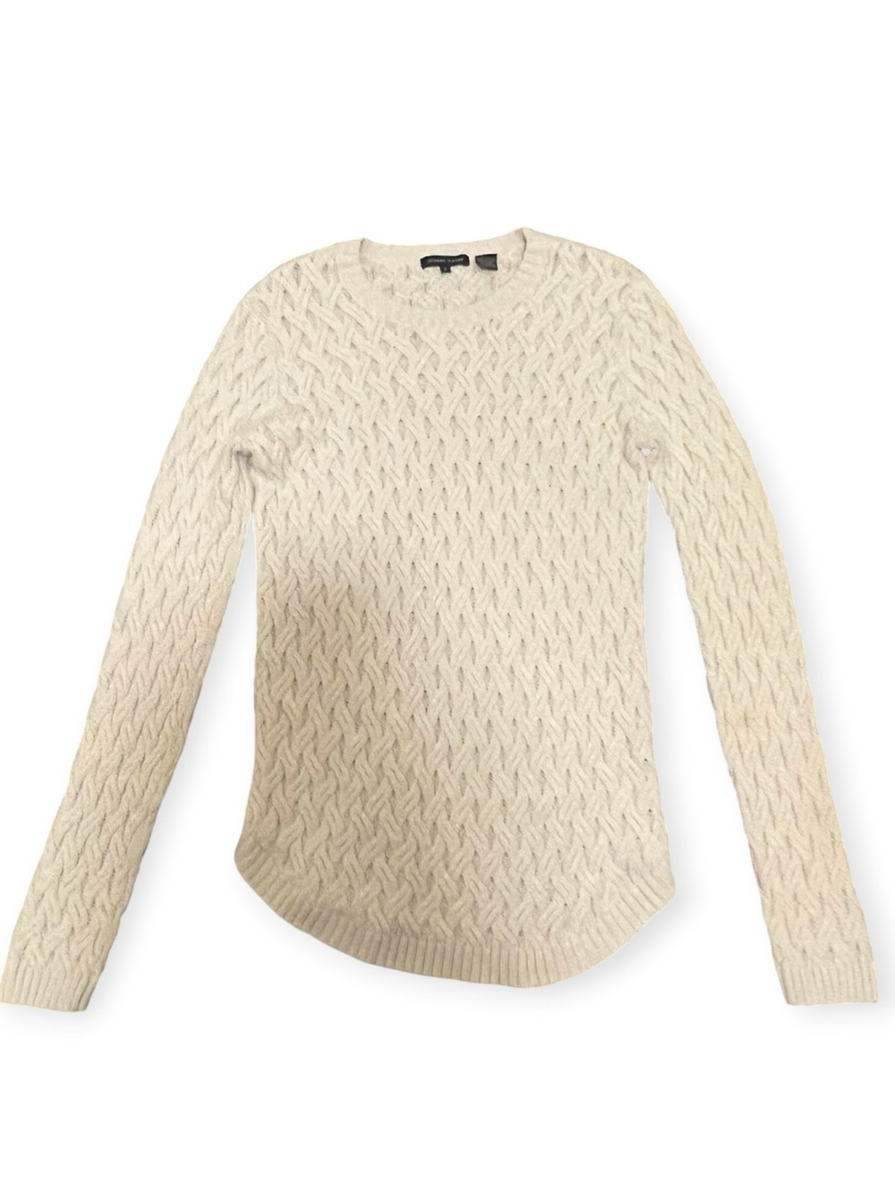 Jeanne Pierre 100% Cotton Cable Knit Sweater S Cream